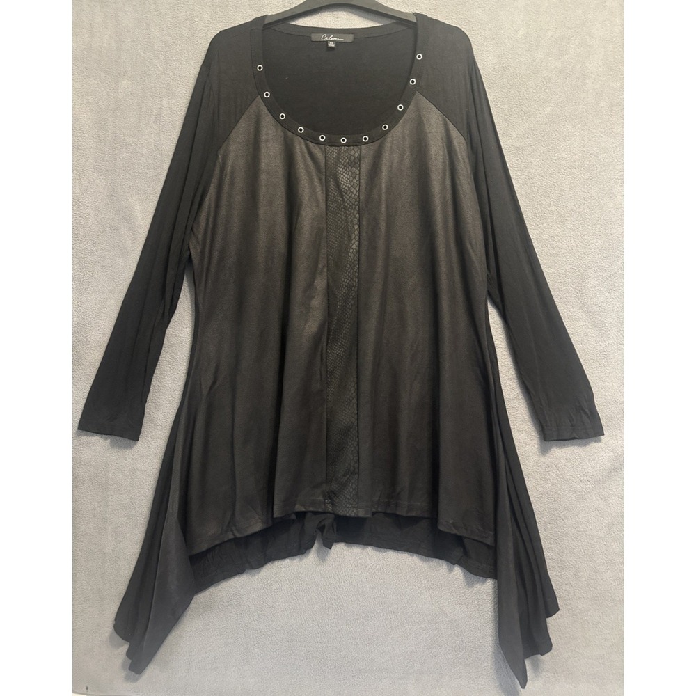 Calessa Tunic Top Plus Size 2X Black Asymmetrical Hem Witchy Whimsigoth Edgy
